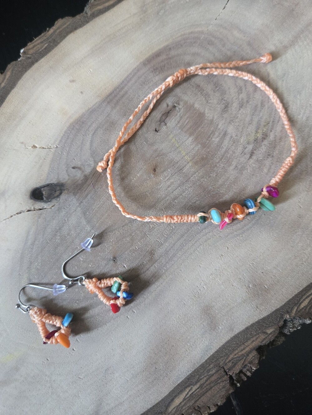 016 New Handmade Sage Bohème Puka Shell Braided Bracelets and earrings Set